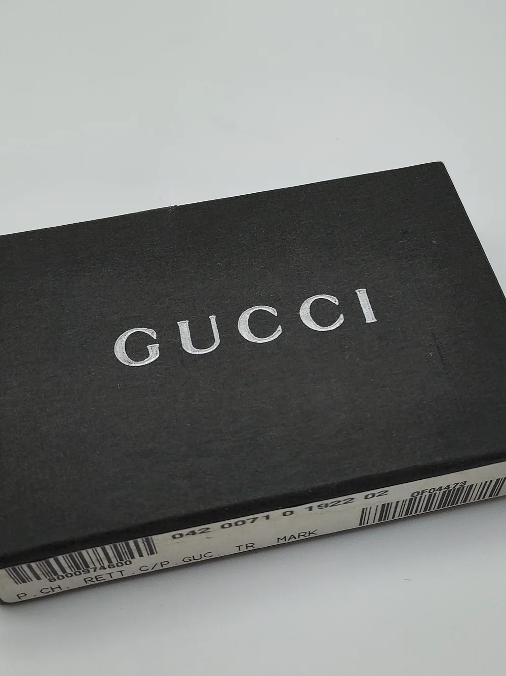 GUCCI Vintage Black Leather Silver Logo Plaque Key Ring Keychain Boxed Italy
